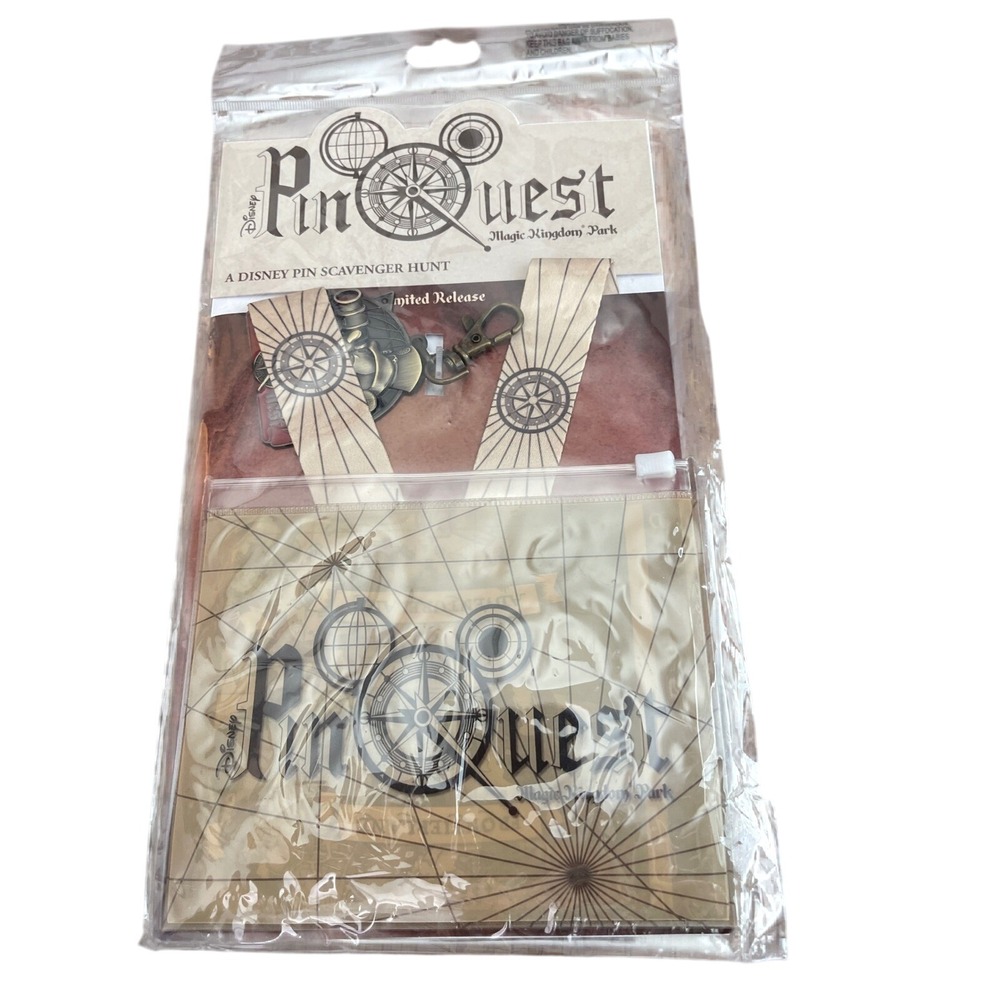 Disney PinQuest Magic Kingdom Adventure Kit Lanyard Medal Map Pouch NEW Sealed